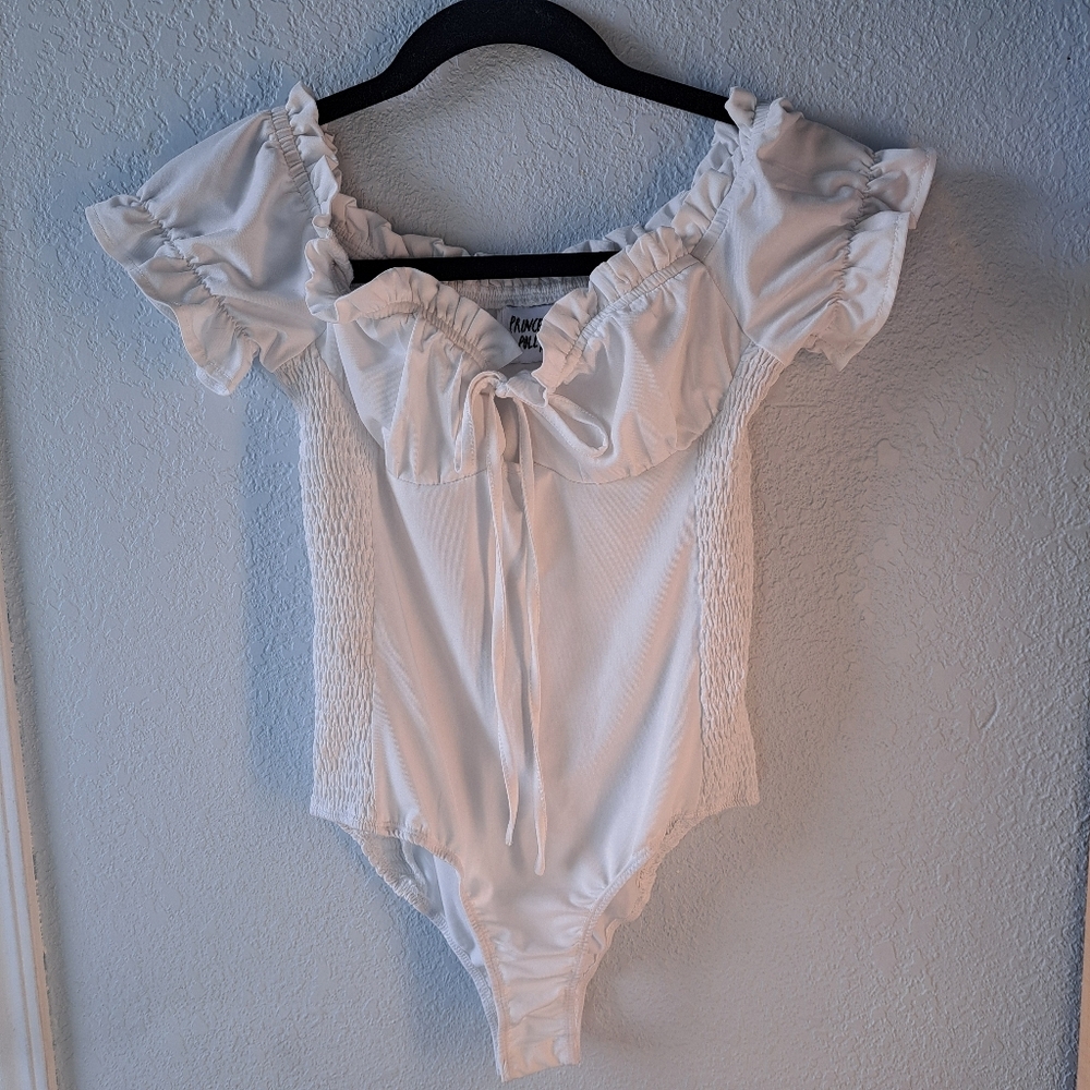 Princess Polly White Ruffled Bodysuit